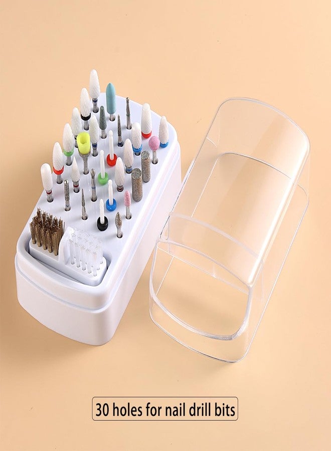Fcozpjk 2 in 1 Nail Drill Bit Holder and Nail Drill Bits Cleaner Brush Case, 30 Holes Nail Drill Bits Organizer Display Stand Container Box, Manicure Drill Cleaning Brush, Professional Nail Tools - Image 3